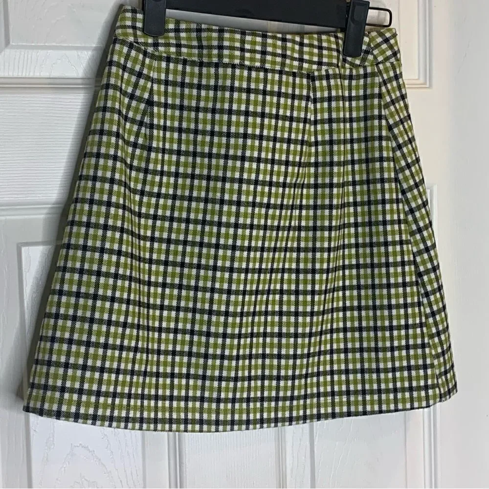 John Galt lime plaid skirt with buckle Size Small
